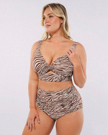 High-waisted shaping two-piece bikini set, designed to create a flattering silhouette