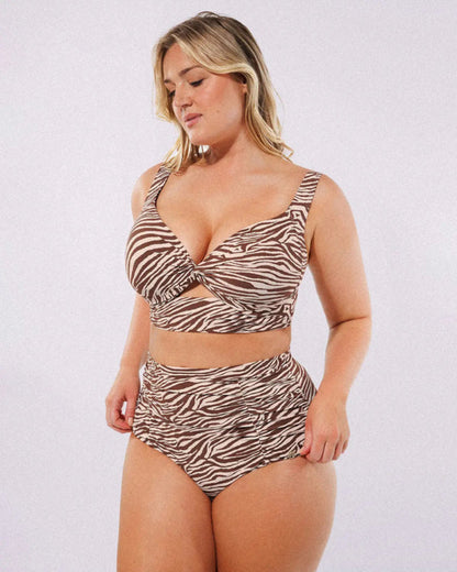 High-waisted shaping two-piece bikini set, designed to create a flattering silhouette