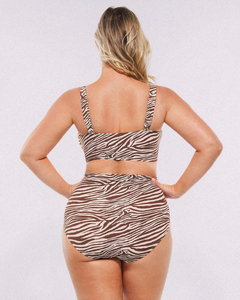 High-waisted shaping two-piece bikini set, designed to create a flattering silhouette