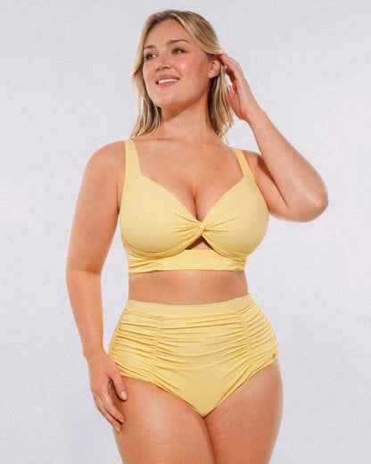 High-waisted shaping two-piece bikini set, designed to create a flattering silhouette