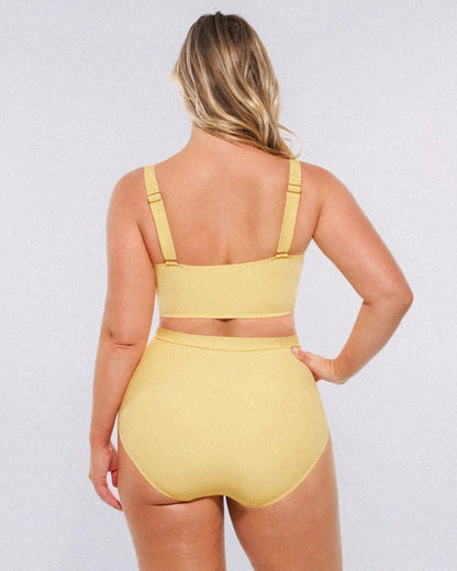 High-waisted shaping two-piece bikini set, designed to create a flattering silhouette