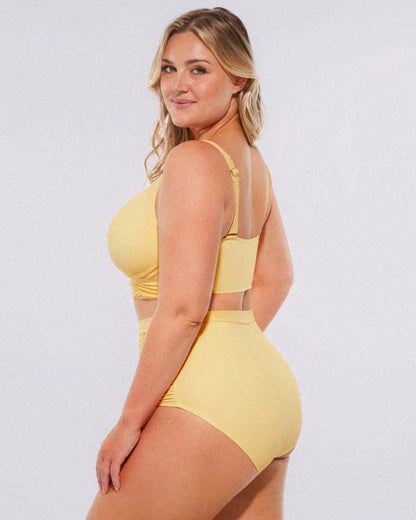 High-waisted shaping two-piece bikini set, designed to create a flattering silhouette