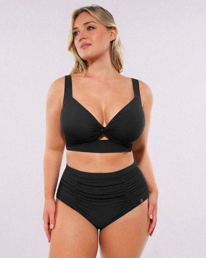 High-waisted shaping two-piece bikini set, designed to create a flattering silhouette