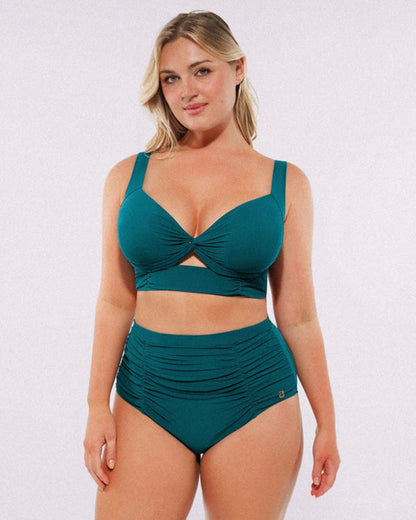 High-waisted shaping two-piece bikini set, designed to create a flattering silhouette