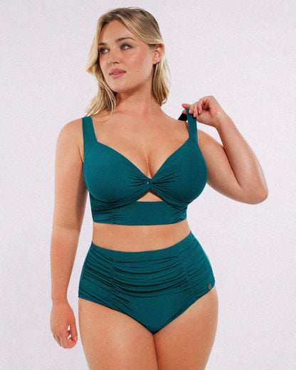 High-waisted shaping two-piece bikini set, designed to create a flattering silhouette
