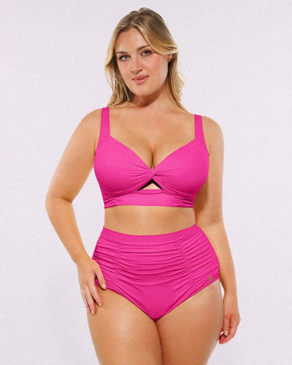 High-waisted shaping two-piece bikini set, designed to create a flattering silhouette