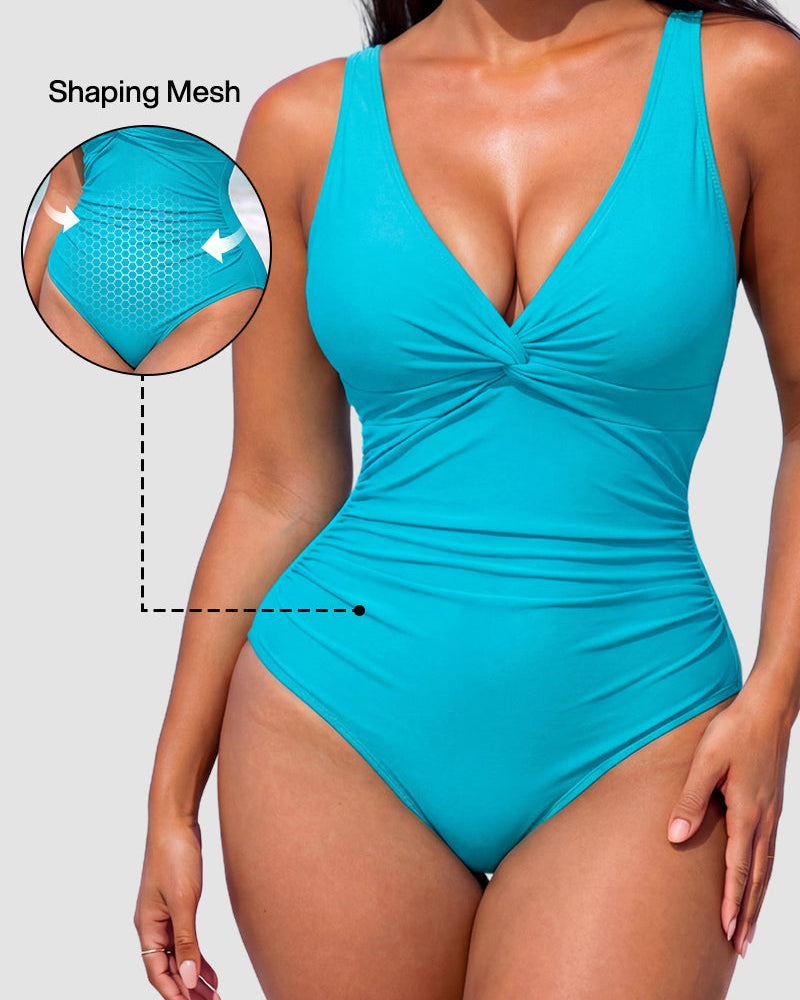 Hourglass™ Ruched Twist Front Slimming One-Piece Swimsuit