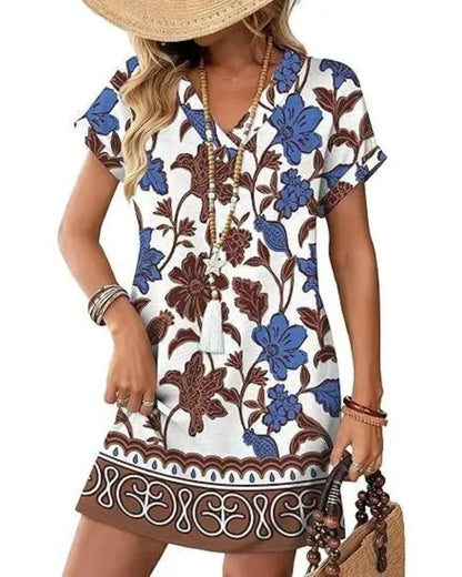 Summer 2026 Women’s V-Neck Casual Short Sleeve Dress Beach Wedding Vacation Wear