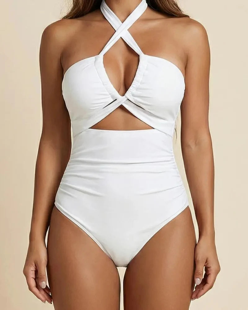 Women’s Cutout Monokini, Tummy Control Deep V Backless Swimwear