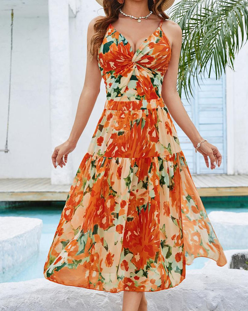 Women’s V-Neck 2-Piece Swim Set with Cover-Up Skirt