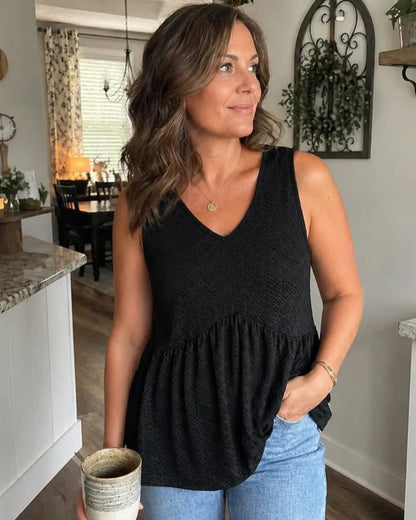 Women’s Peplum Tank Tops Sleeveless V-Neck Stretchy Summer Babydoll Tops