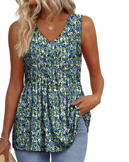 Women’s Peplum Tank Tops Sleeveless V-Neck Stretchy Summer Babydoll Tops