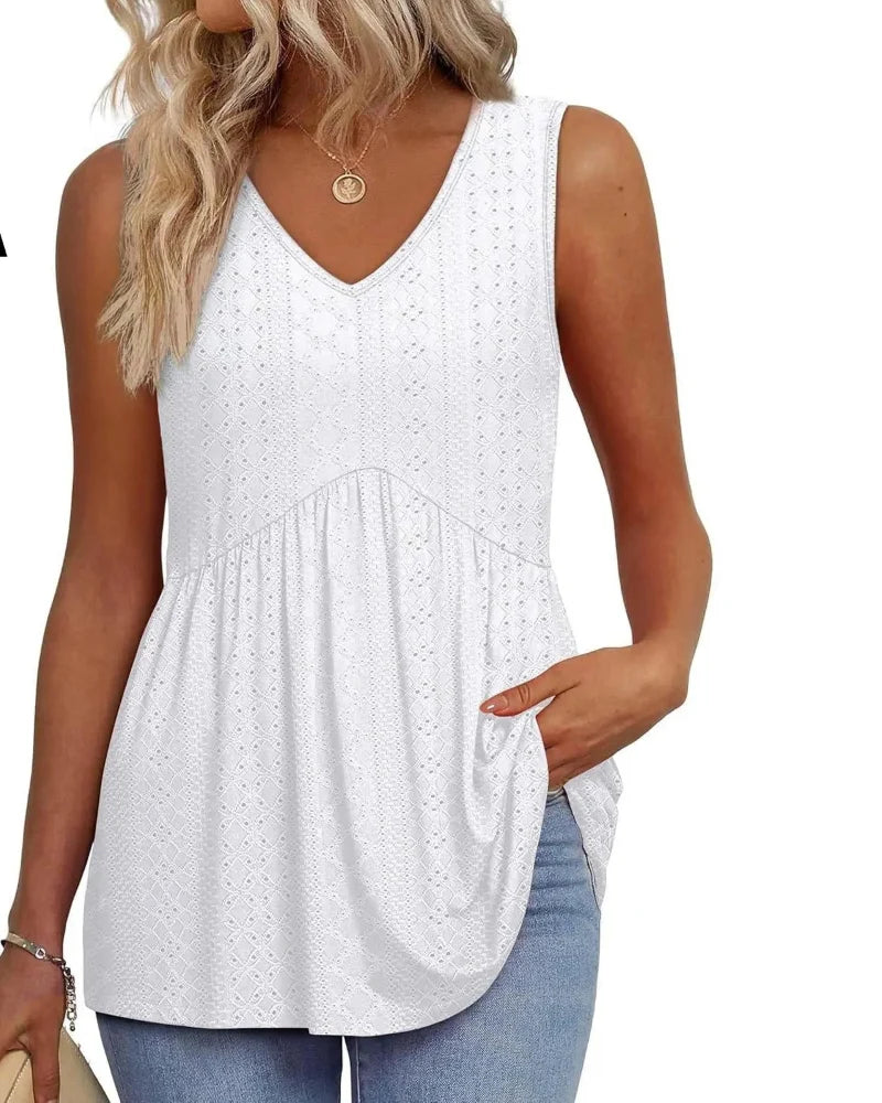 Women’s Peplum Tank Tops Sleeveless V-Neck Stretchy Summer Babydoll Tops