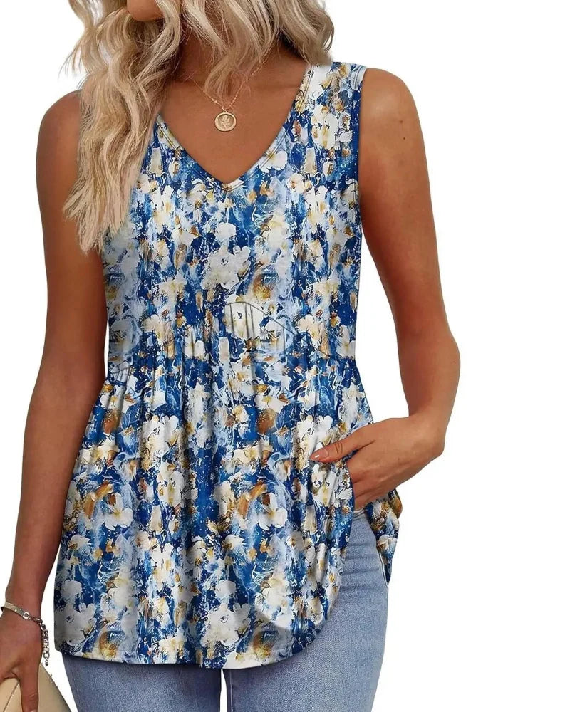 Women’s Peplum Tank Tops Sleeveless V-Neck Stretchy Summer Babydoll Tops