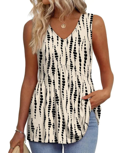 Women’s Peplum Tank Tops Sleeveless V-Neck Stretchy Summer Babydoll Tops