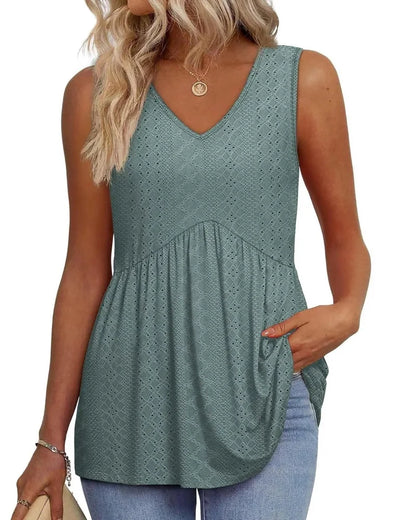 Women’s Peplum Tank Tops Sleeveless V-Neck Stretchy Summer Babydoll Tops