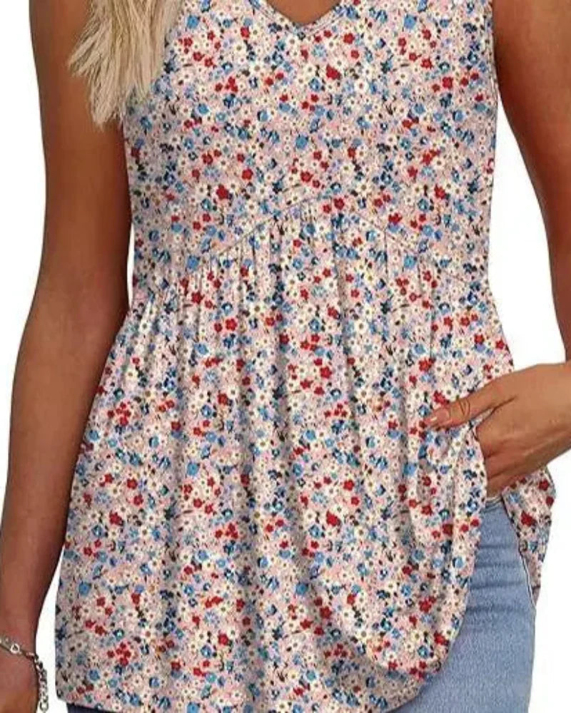 Women’s Peplum Tank Tops Sleeveless V-Neck Stretchy Summer Babydoll Tops