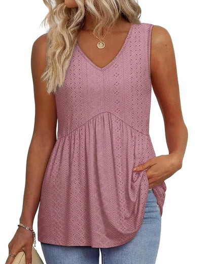 Women’s Peplum Tank Tops Sleeveless V-Neck Stretchy Summer Babydoll Tops