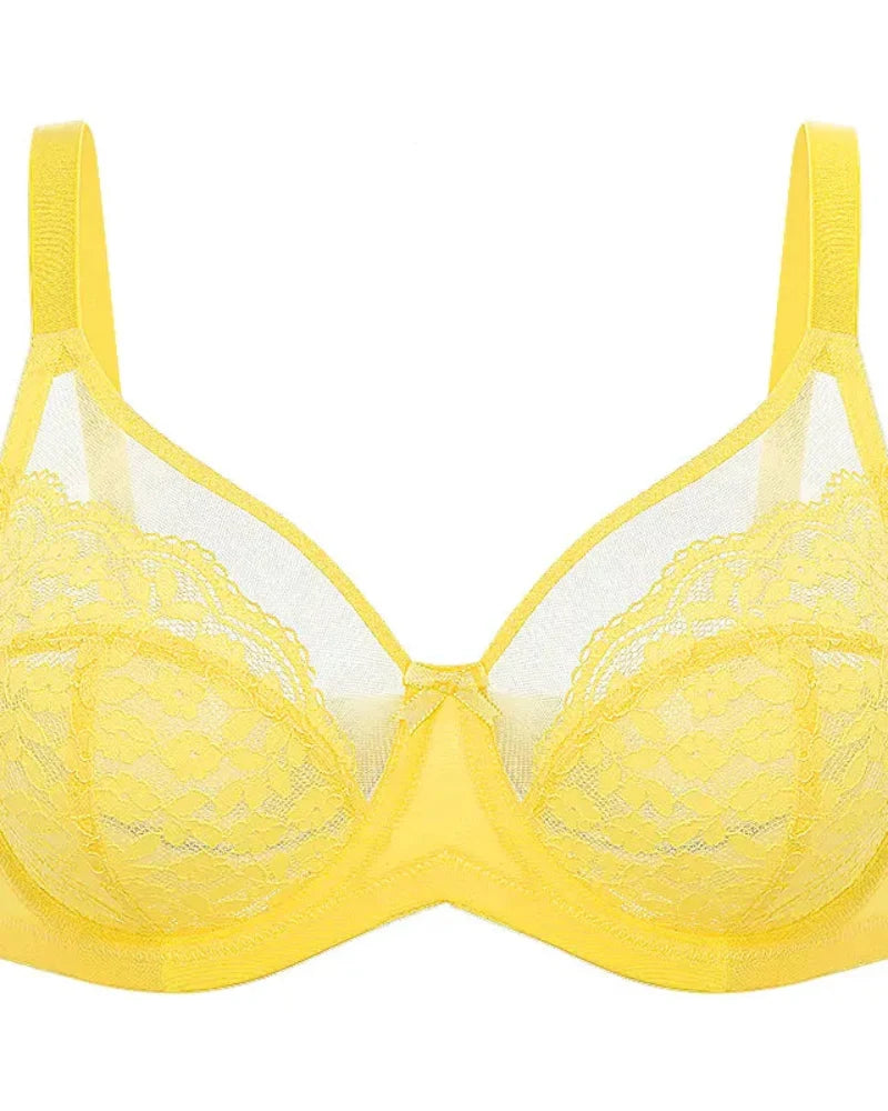 Floral lace shaping plus size bra