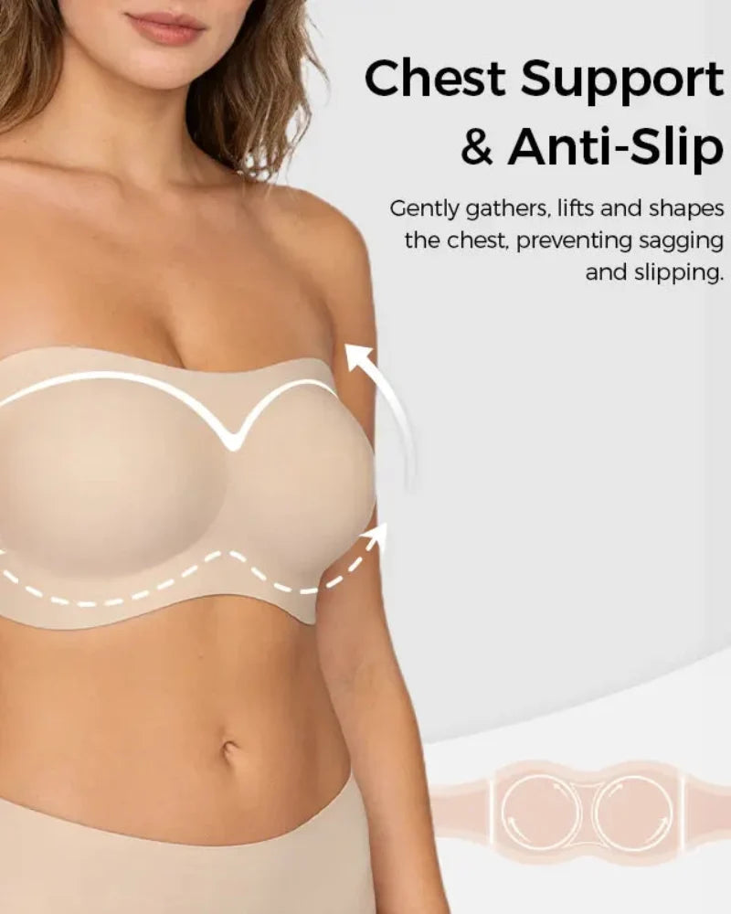 Strapless Jelly Wireless Padded Bra, Non-Slip Seamless Comfort