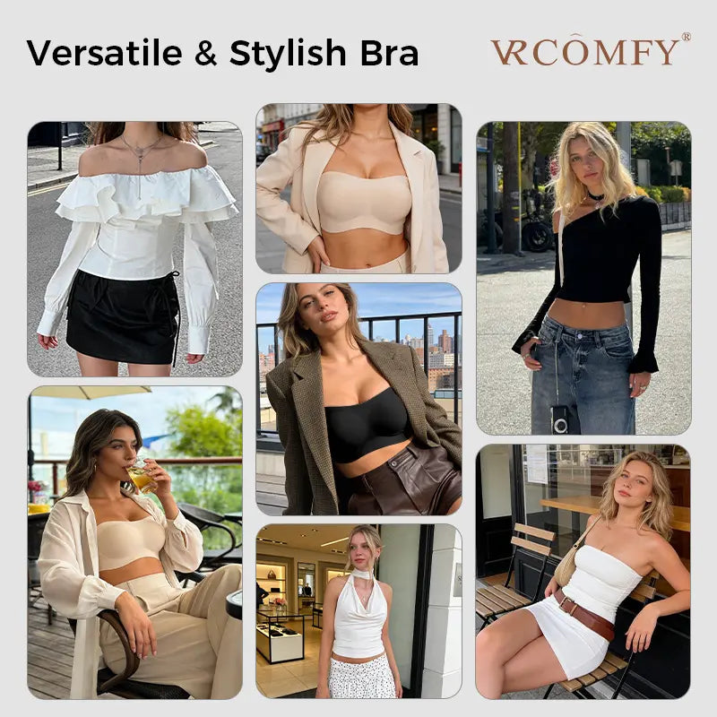 Strapless Jelly Wireless Padded Bra, Non-Slip Seamless Comfort