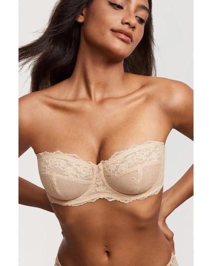 Lace Strapless See-Through Plus Size Convertible Underwire Bra