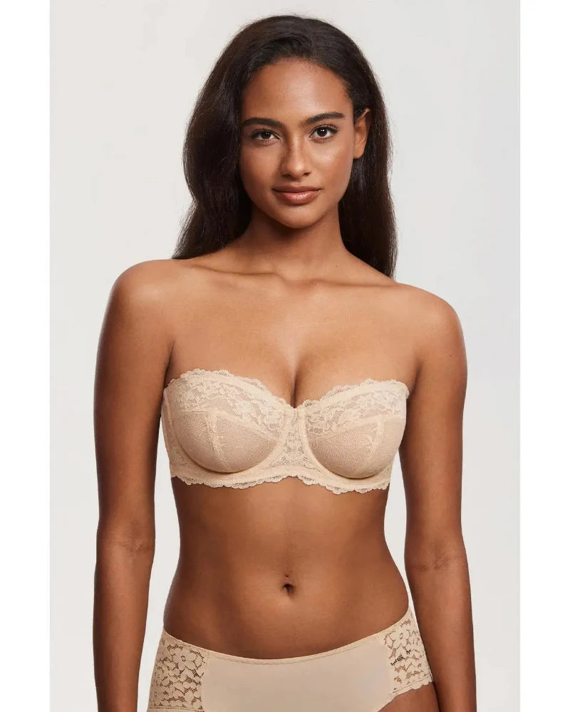 Lace Strapless See-Through Plus Size Convertible Underwire Bra