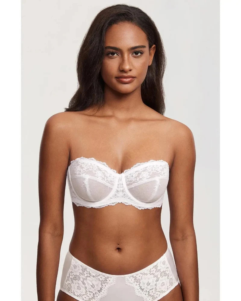 Lace Strapless See-Through Plus Size Convertible Underwire Bra