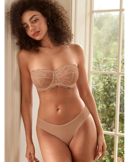 Lace Strapless See-Through Plus Size Convertible Underwire Bra