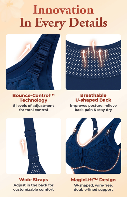 Front-Zip Bra for Maximum Lift and Bounce Control