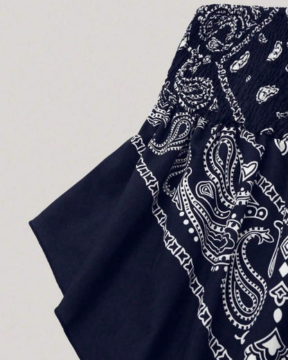 Boho Plus Size Ethnic Print Tube Top Asym Hem