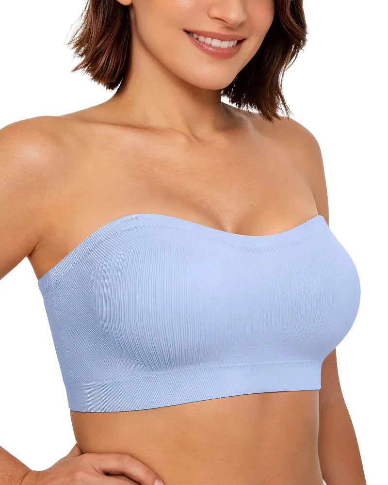 Wireless Strapless Bandeau Bra with Anti‑Slip Silicone Support