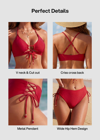Women’s Cutout String Bikini Set Two Piece Swimsuit Bathing Suit