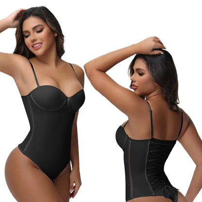 Seamless Lace-Up Bodysuit for Effortless Curves