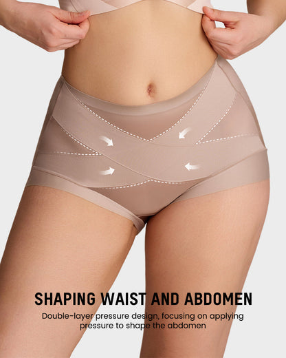 High-Waisted Cross Support Shaping Panties (6-Pack)
