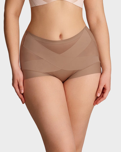 High-Waisted Cross Support Shaping Panties (6-Pack)