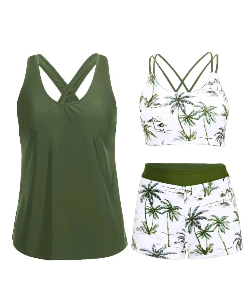 3-Piece Tummy Control Tankini Swimwear