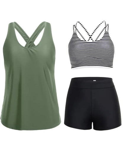 3-Piece Tummy Control Tankini Swimwear