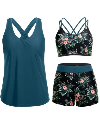3-Piece Tummy Control Tankini Swimwear
