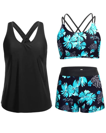 3-Piece Tummy Control Tankini Swimwear
