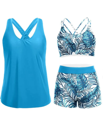 3-Piece Tummy Control Tankini Swimwear
