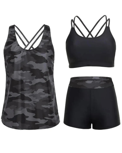 3-Piece Tummy Control Tankini Swimwear