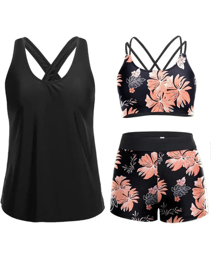 3-Piece Tummy Control Tankini Swimwear