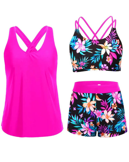 3-Piece Tummy Control Tankini Swimwear