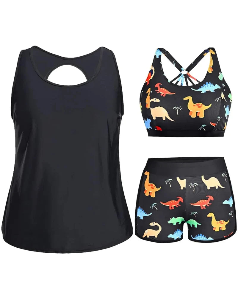 3-Piece Tummy Control Tankini Swimwear