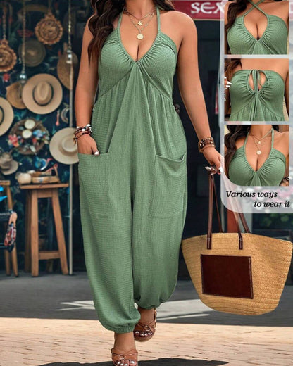 Women’s Pocket Jumpsuit, Sleeveless Casual Plus Size
