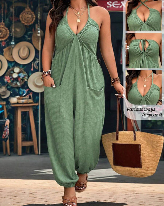 Women’s Pocket Jumpsuit, Sleeveless Casual Plus Size