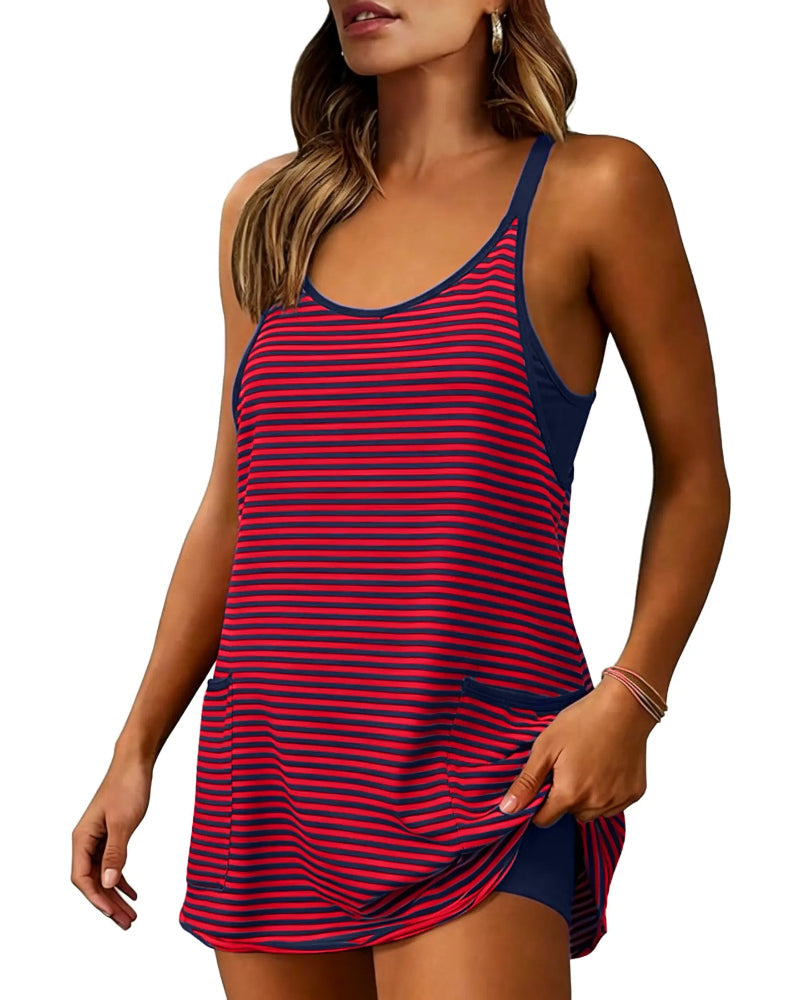 Casual Sleeveless Mini Dress With Built-In Shorts