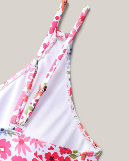 Floral Tie-Front Swim Dress with Knot Detail and Bloom Print