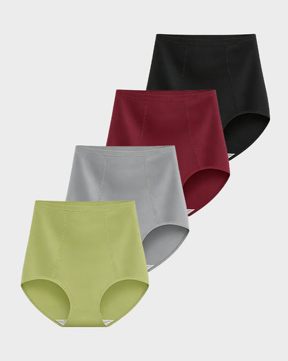 High-Waist Cotton Support Briefs for Women (4 Pack)
